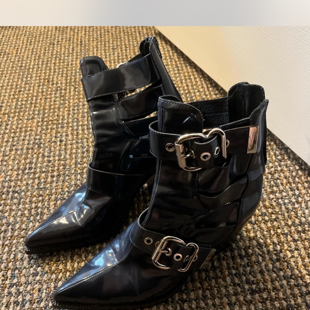 Black Buckle Ankle Boots